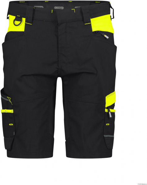 DASSY-Damen-Stretch-Arbeitsshorts MANILLA, 245 g/m², schwarz/neongelb