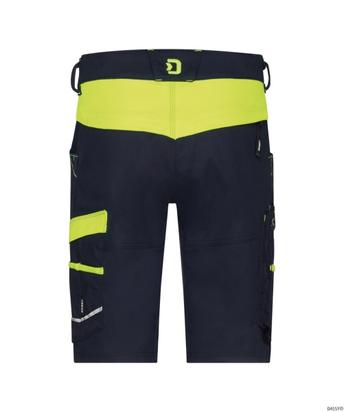 DASSY-Damen-Stretch-Arbeitsshorts MANILLA, 245 g/m², nachtblau/neongelb