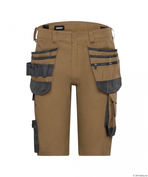 DASSY® Trix Next Stretch-Arbeitsshorts mit Holstertaschen, lehmbraun/anthrazitgrau