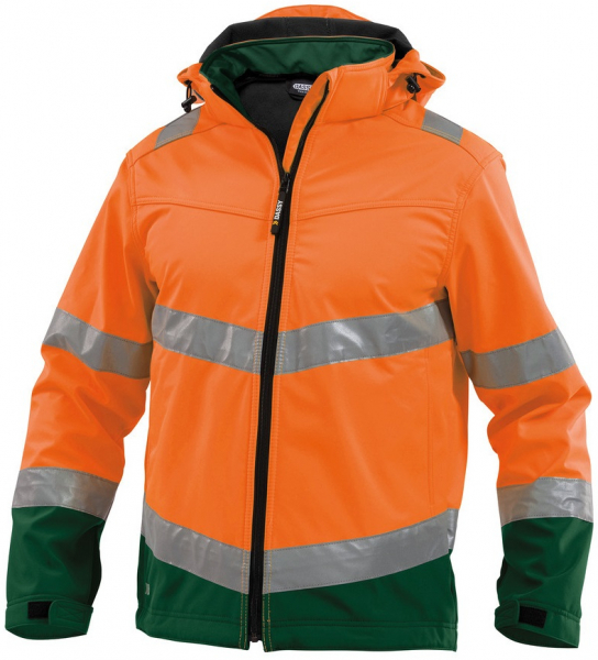 DASSY-Warnschutz, Softshell-Jacke MALAGA orange/grün
