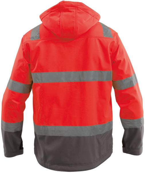 DASSY-Warnschutz, Softshell-Jacke MALAGA rot/grau