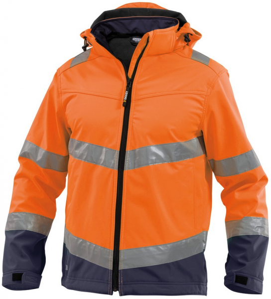 DASSY-Warnschutz, Softshell-Jacke MALAGA orange/dunkelblau