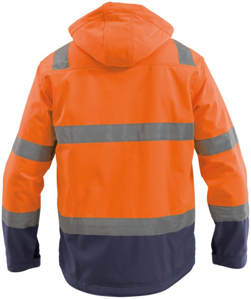 DASSY-Warnschutz, Softshell-Jacke MALAGA orange/dunkelblau