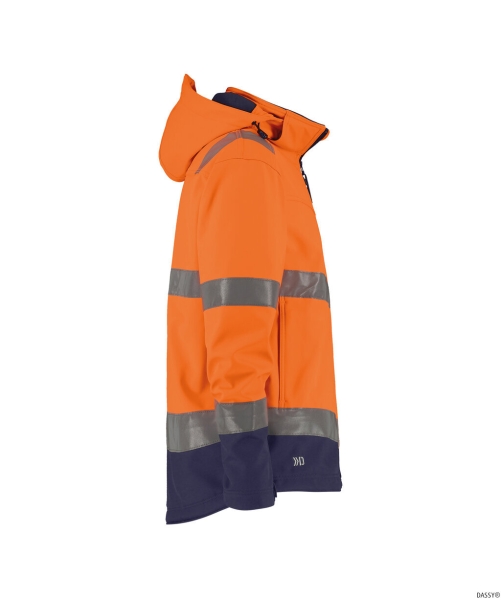 DASSY-Warnschutz, Softshell-Jacke MALAGA orange/dunkelblau