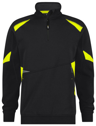 DASSY-Sweatshirt ARATU, 305 g/m², schwarz/neongelb