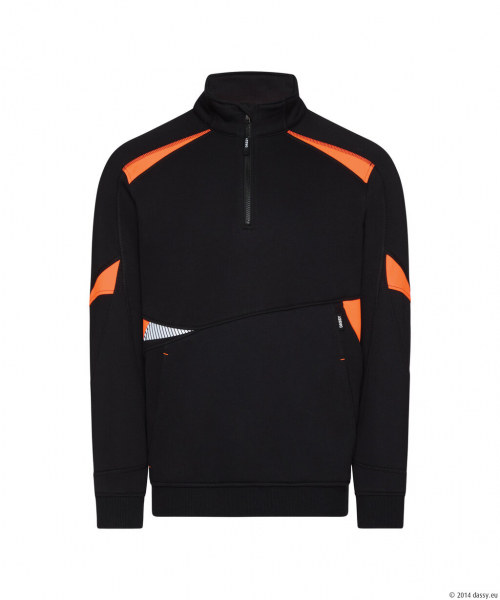 DASSY® Aratu Sweatshirt, schwarz/fluo orange