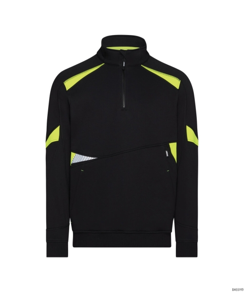 DASSY-Sweatshirt ARATU, 305 g/m², schwarz/neongelb