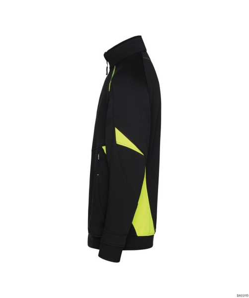 DASSY-Sweatshirt ARATU, 305 g/m², schwarz/neongelb