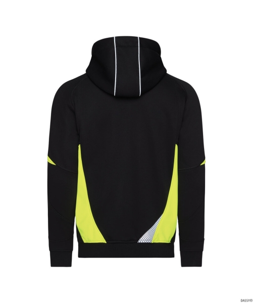 DASSY-Kapuzensweatshirt SANTOS, 305 g/m², schwarz/neogelb