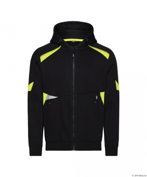 DASSY® Santos Kapuzensweatshirt, schwarz/neongelb