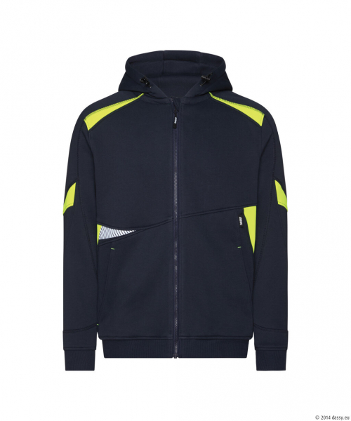 DASSY® Santos Kapuzensweatshirt, nachtblau/neongelb