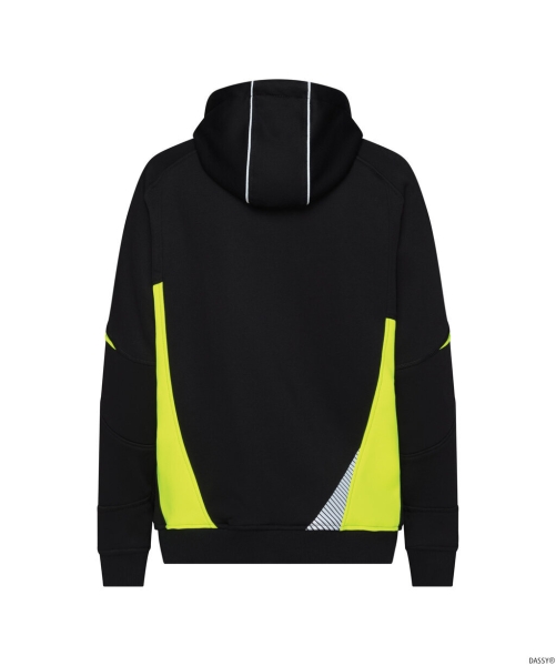 DASSY-Damen-Kapuzensweatshirt SANTOS, 305 g/m², schwarz/neogelb