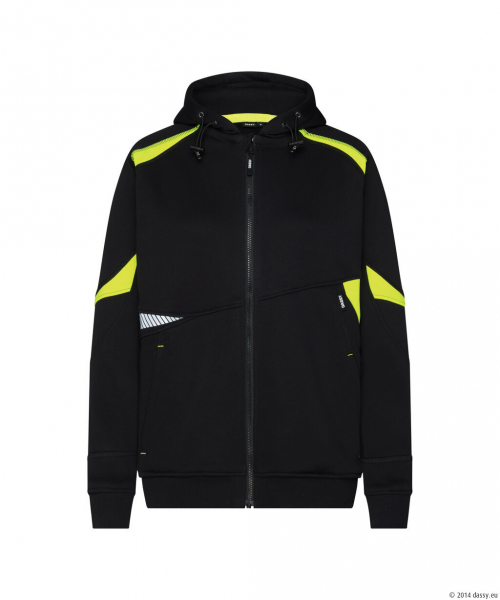 DASSY® Santos Women Kapuzensweatshirt für Damen, schwarz/neongelb