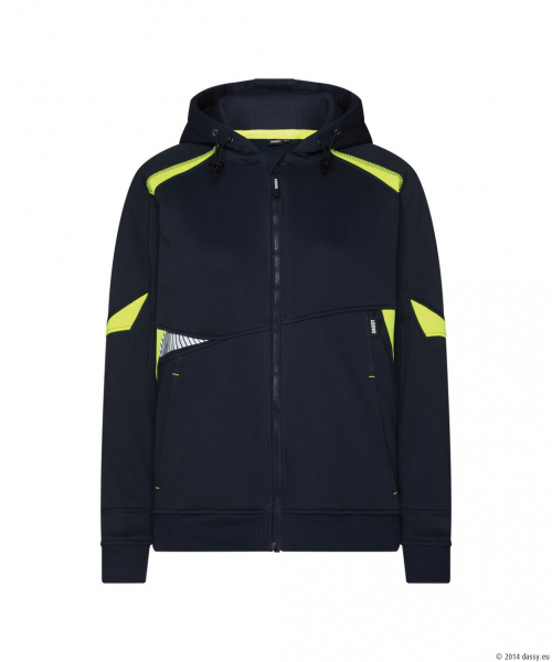 DASSY® Santos Women Kapuzensweatshirt für Damen, nachtblau/neongelb