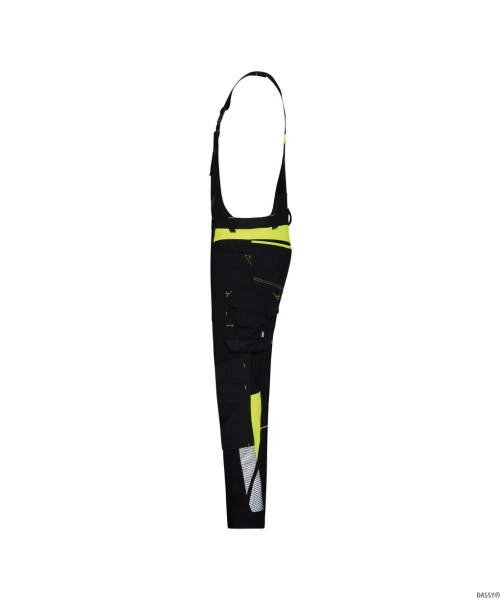 DASSY-Stretch-Arbeitshose mit Kniepolstertaschen ULSAN, 245 g/m², schwarz/neongelb