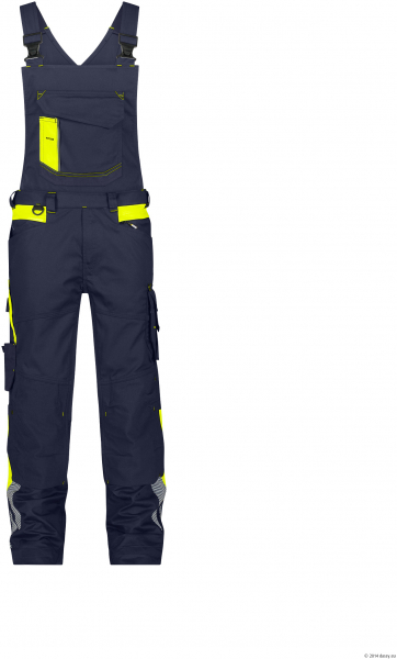 DASSY-Stretch-Arbeitshose mit Kniepolstertaschen ULSAN, 245 g/m², nachtblau/neongelb
