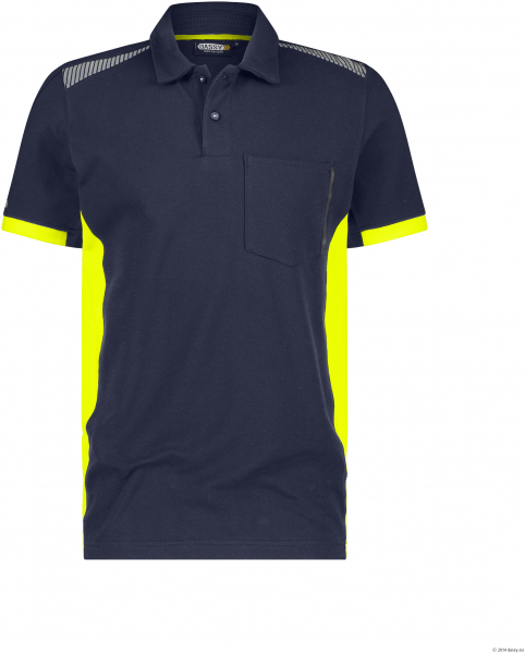 DASSY-Polo-Shirt VERACRUZ, 220 g/m², nachtblau/neongelb