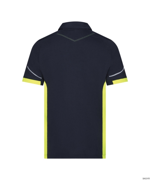 DASSY-Polo-Shirt VERACRUZ, 220 g/m², nachtblau/neongelb