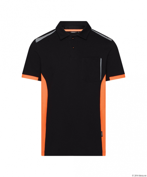 DASSY® Veracruz Poloshirt, schwarz/fluo orange