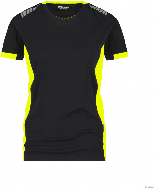 DASSY-Damen-T-Shirt TAMPICO, 180 g/m², schwarz/neongelb