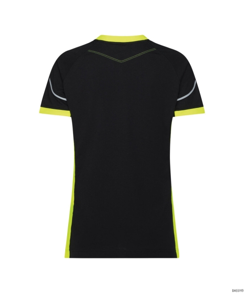 DASSY-Damen-T-Shirt TAMPICO, 180 g/m², schwarz/neongelb