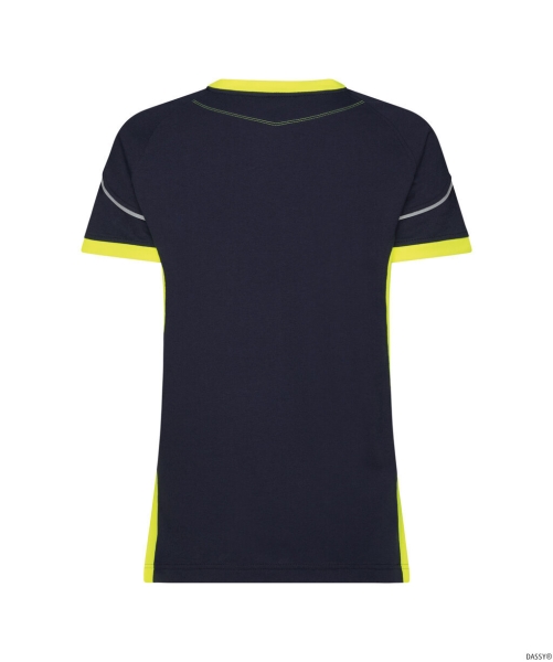 DASSY-Damen-T-Shirt TAMPICO, 180 g/m², nachtblau/neongelb