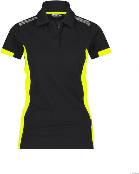 DASSY-Damen-Polo-Shirt VERACRUZ, 220 g/m², schwarz/neongelb