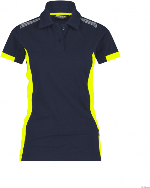 DASSY-Damen-Polo-Shirt VERACRUZ, 220 g/m², nachtblau/neongelb