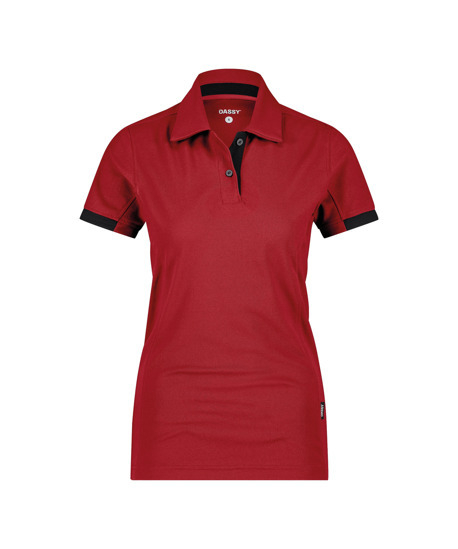 DASSY-Damen-Polo-Shirt TRAXION NEXT, 215 g/m², rot/schwarz