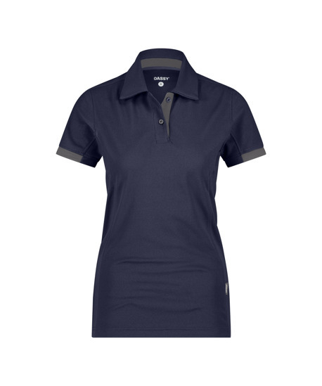 DASSY-Damen-Polo-Shirt TRAXION NEXT, 215 g/m², nachtblau/anthrazitgrau