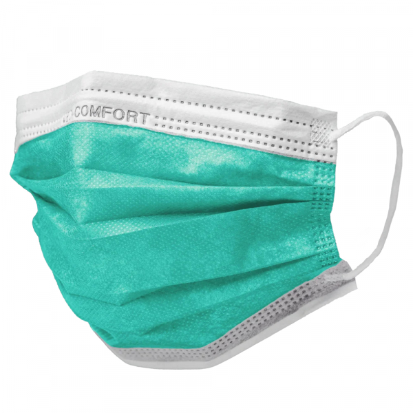 AMPRI-Einweg-Mundschutz, Einmal-Maske, MED COMFORT, 3-lagig, runde Elastikbänder, grün, VE = 20 Pkg. á 50 Stück