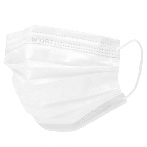 AMPRI-Einweg-Mundschutz, Einmal-Maske, MED COMFORT, 3-lagig, runde Elastikbänder, weiß, VE = 20 Pkg. á 50 Stück