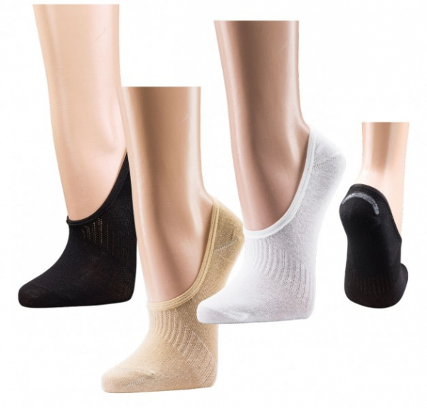 WOWERAT-Footies-Bambus, mit Silicon-Pad an der Ferse, 3-er Pkg., weiß