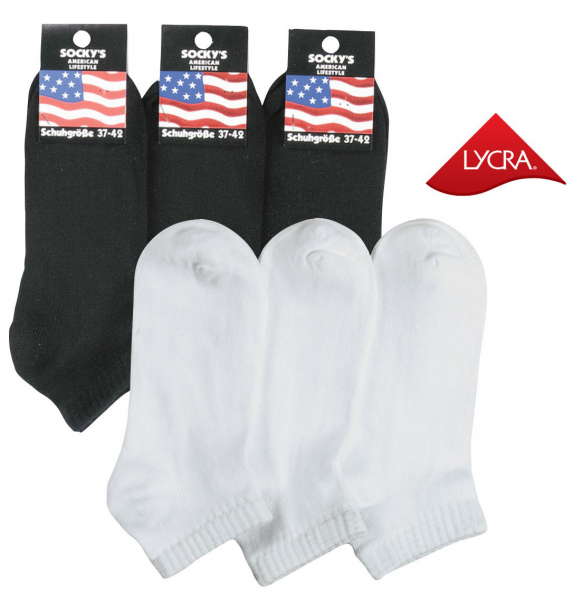 WOWERAT-Sneakers-Arbeits-Berufs-Kurz-Socken, Pkg. á 3 Paar, schwarz