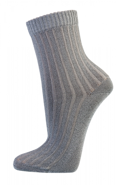 WOWERAT-Damen-Söckchen „Glamour“, 2-er Pkg, grau