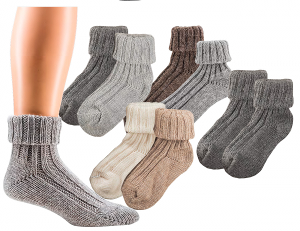 WOWERAT-Umschlag-Söckchen mit Alpakawolle, 2/2-Rippe, 2-er Pkg., verschiendene Farben