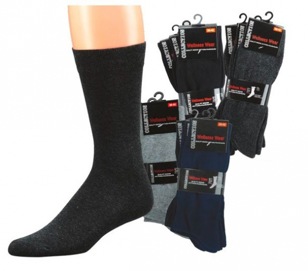 WOWERAT-Wellness-Herren-Arbeits-Berufs-Socken, Komfort, Pkg. á 3 Paar, grau