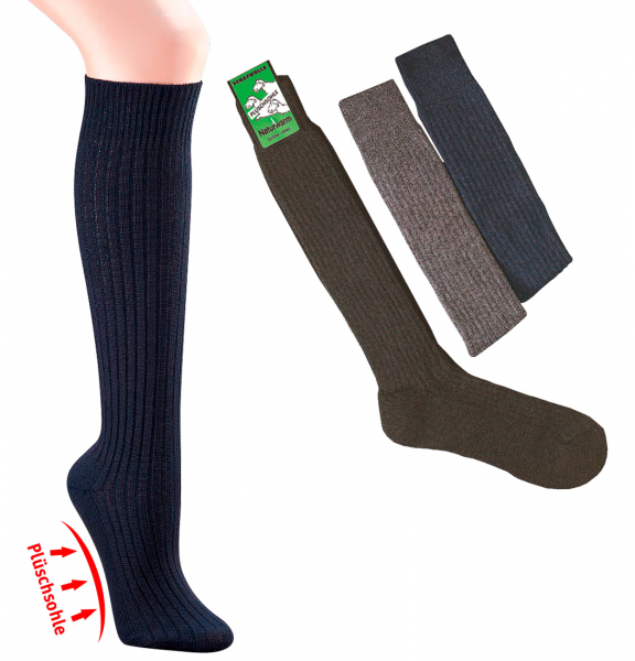 WOWERAT-Kniestrümpfe mit Schafwolle, 6er-Teilung, mit Plüschsohle, 3-er Pkg., schwarz