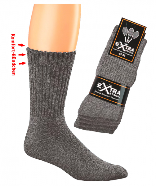 WOWERAT-Sportsocken-mouliné, `Texas-Style`, Komfort-Bündchen, 5-er Pkg., schwarz-grau-meliert