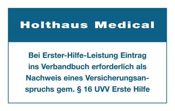 Holthaus Medical, Erste-Hilfe, Aufkleber „Eintrag Verbandbuch“ , 60 x 100 mm