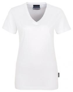 HAKRO-Worker-Shirts, Women-T-Shirt, V-Ausschnitt Classic, weiß