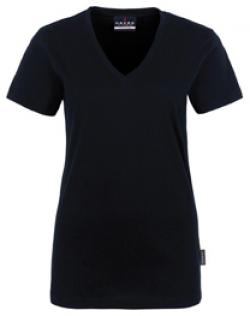 HAKRO-Worker-Shirts, Women-T-Shirt, V-Ausschnitt Classic, schwarz