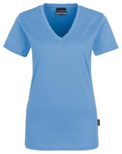HAKRO-Worker-Shirts, Women-T-Shirt, V-Ausschnitt Classic, malibu-blue