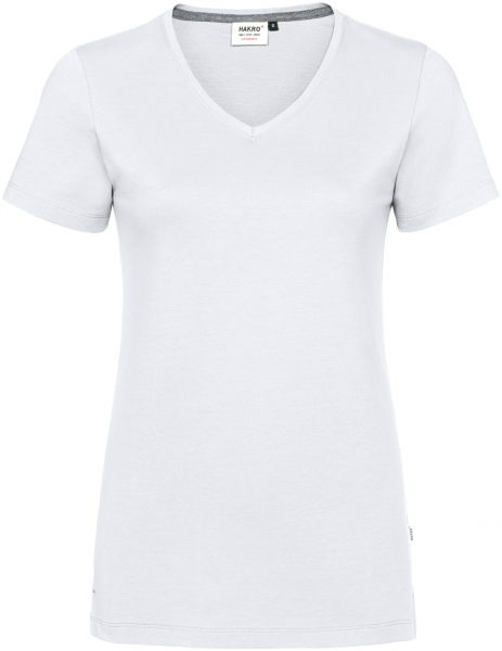 HAKRO-Worker-Shirts, Damen-V-Shirt, Cotton-Tec, 185 g / m², weiß