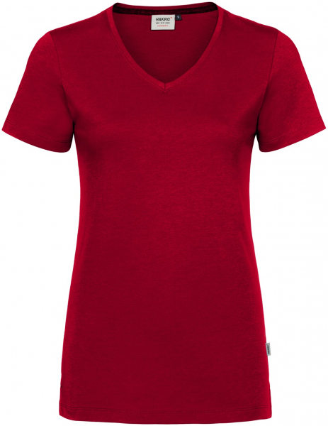 HAKRO-Worker-Shirts, Damen-V-Shirt, Cotton-Tec, 185 g / m², rot