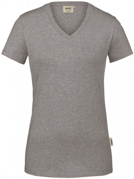 HAKRO-Worker-Shirts, Damen-V-Shirt, Stretch, 170 g / m², grau meliert