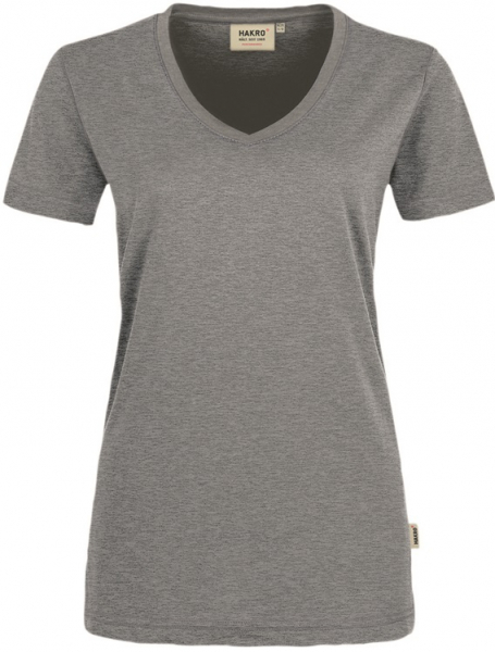 HAKRO-Worker-Shirts, Women-T-Shirt, V-Ausschnitt Performance, grau-meliert