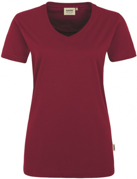 HAKRO-Worker-Shirts, Women-T-Shirt, V-Ausschnitt Performance, weinrot
