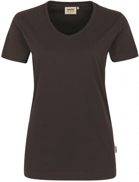 HAKRO-Worker-Shirts, Women-T-Shirt, V-Ausschnitt Performance, chocolate