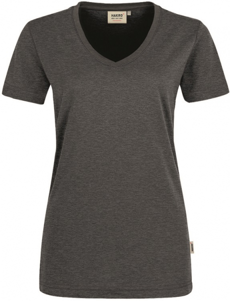 HAKRO-Worker-Shirts, Women-T-Shirt, V-Ausschnitt Performance, anthrazit-melange